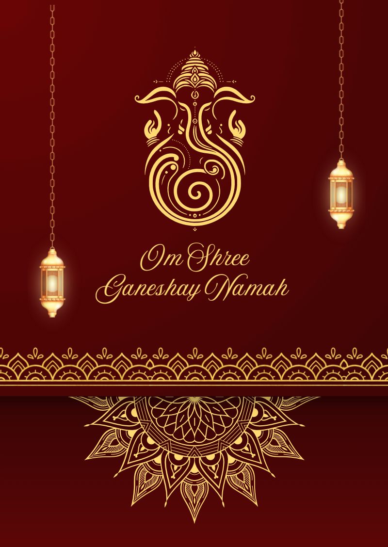 Invitation cover with Ganesha and Om Shree Ganeshay Namah